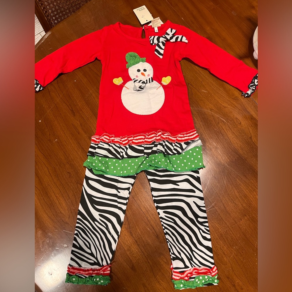 Girls zebra print snowman set